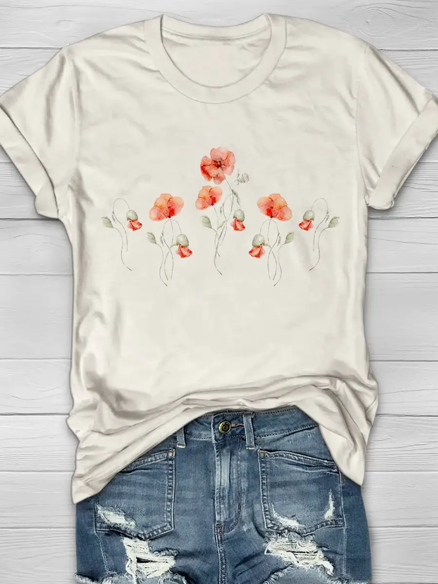 Poppy Flower Art Print T-shirt