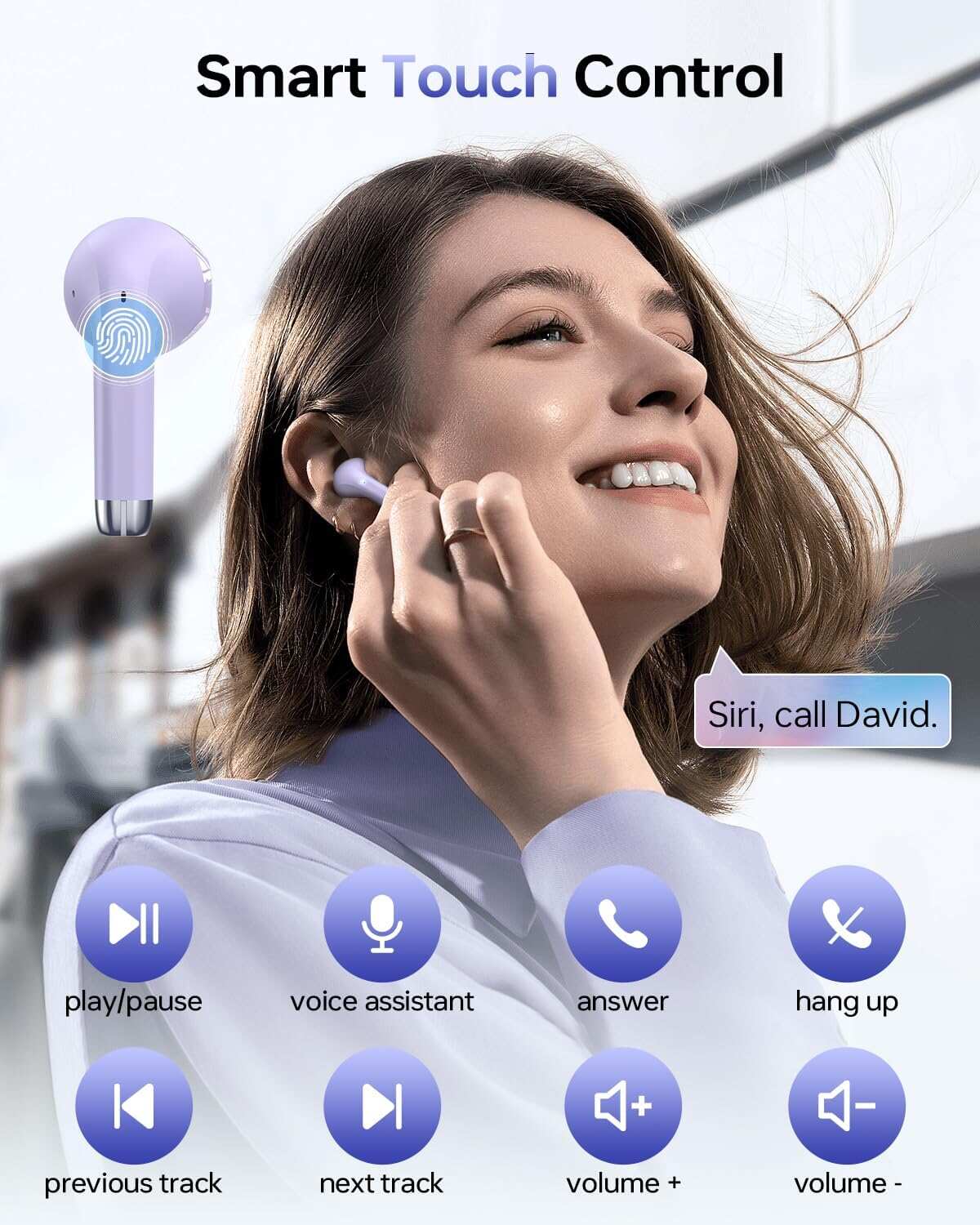 Wireless Earbuds, Bluetooth 5.3 Headphones 40Hrs Playtime with Charging Case, IPX5 Waterproof Stereo in-Ear Earphones with Microphone for iOS Android Cell Phone Sports Workout, Black