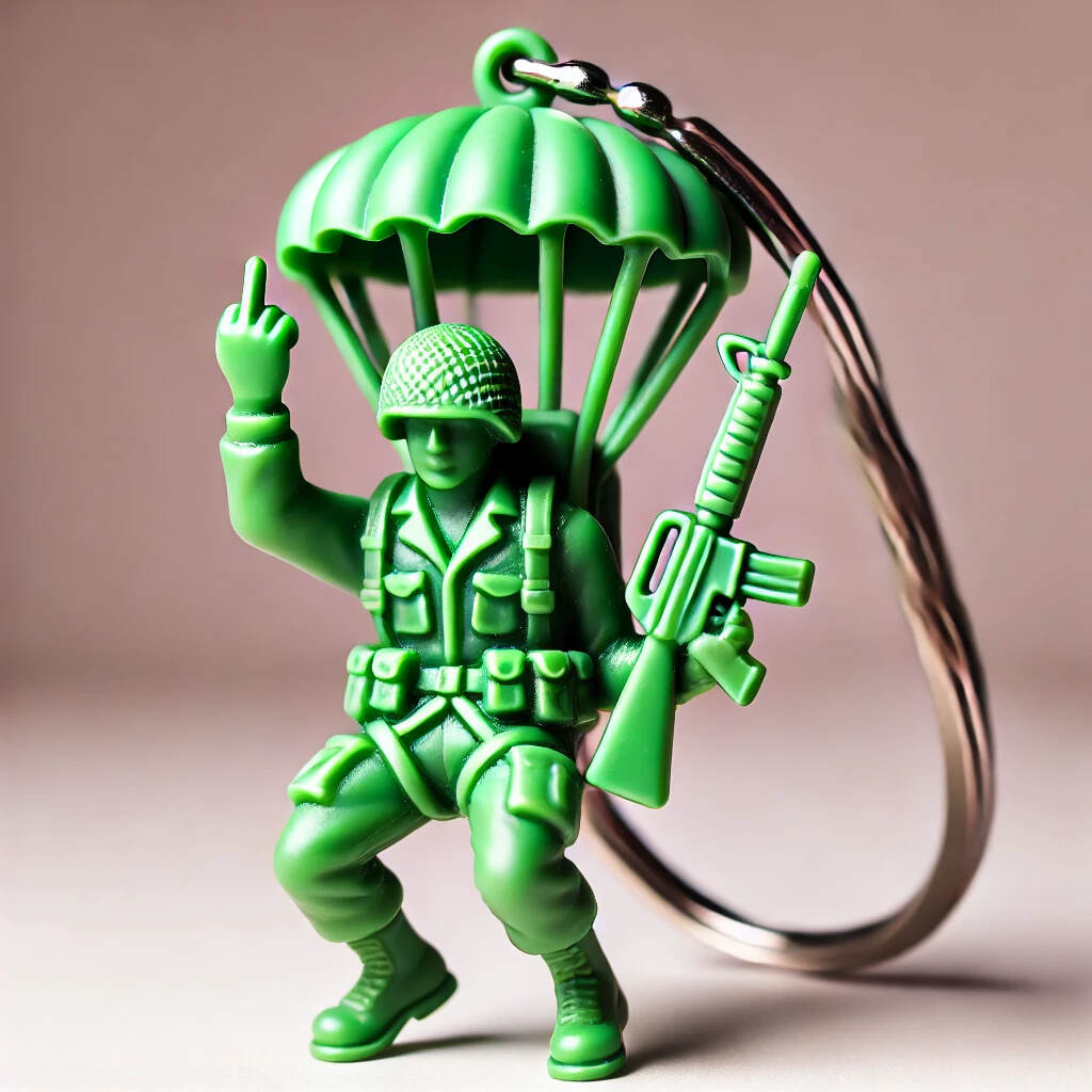 Funny Green Army Man Keychain