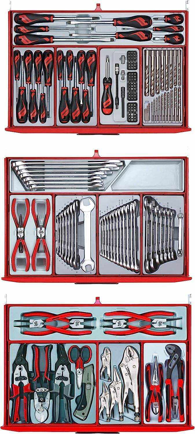 Tools 1001 Piece Mega Master Mixed Hand Tool Kit + 3 Toolbox Storage Cases - TCMM1001N, Silver
