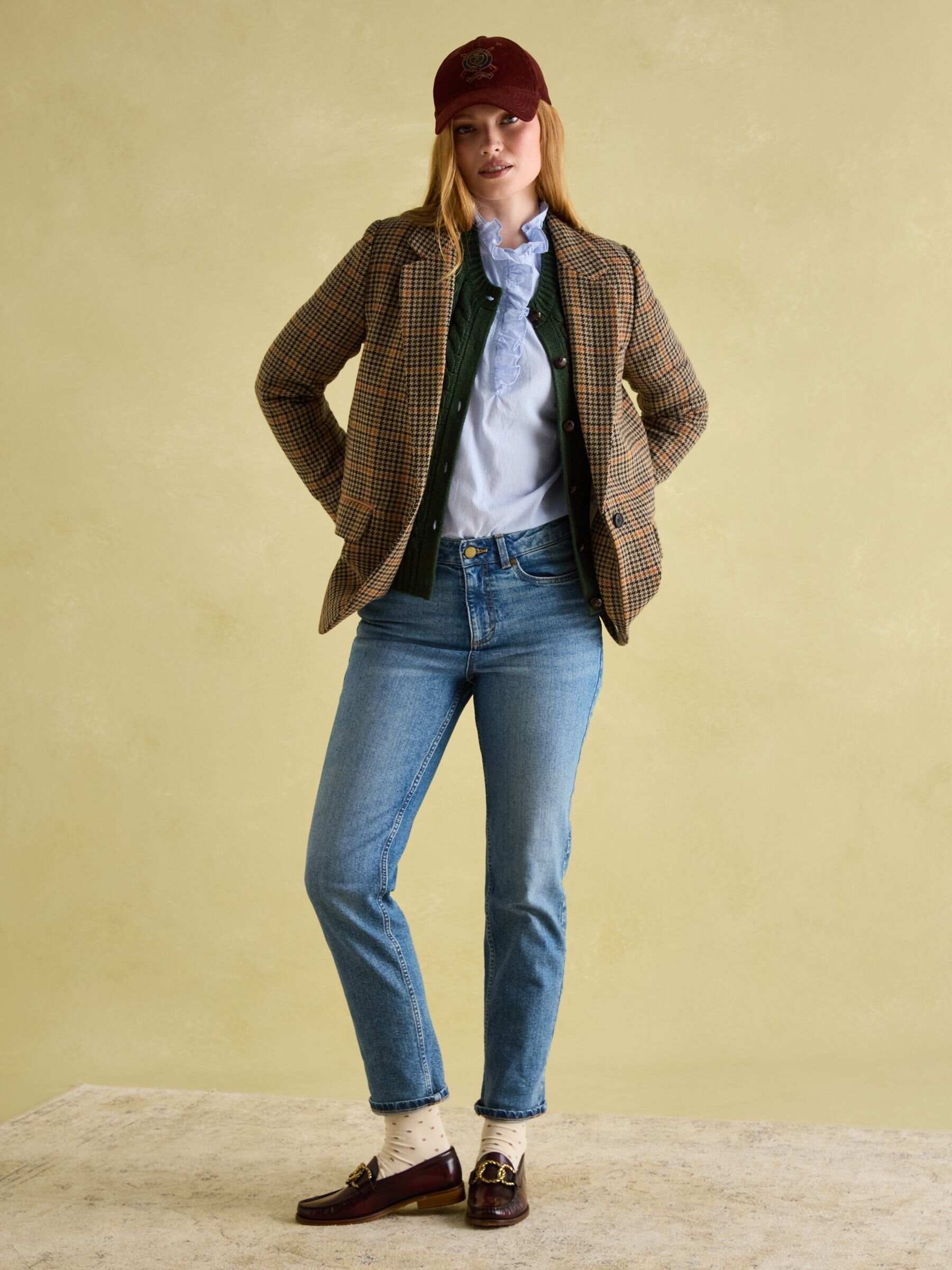 Hackmore Brown Check Relaxed Fit Wool Blend Tweed Blazer