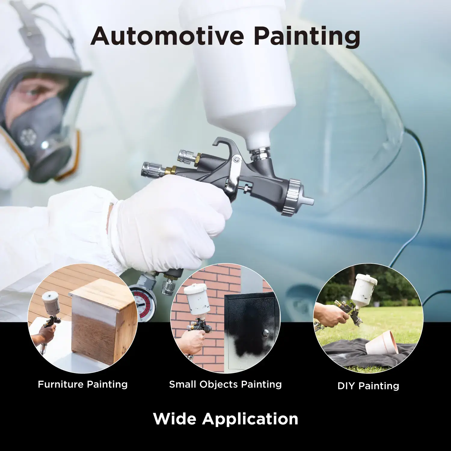 InoKraft DRZZLE D1-LVLP Spray Gun Premium & Basic Kit for Cars & House DIY Painting Superior Quality Atomization Efficient Transfer Easy Operation One-Piece Forged Aluminum Body Teflon Coating