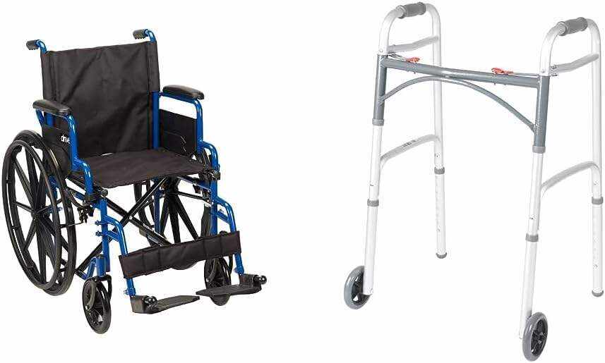 Drive Medical BLS18FBD-ELR Blue Streak Lightweight Wheelchair with Swing-Away Elevating Leg Rests and Flip-Back Arms