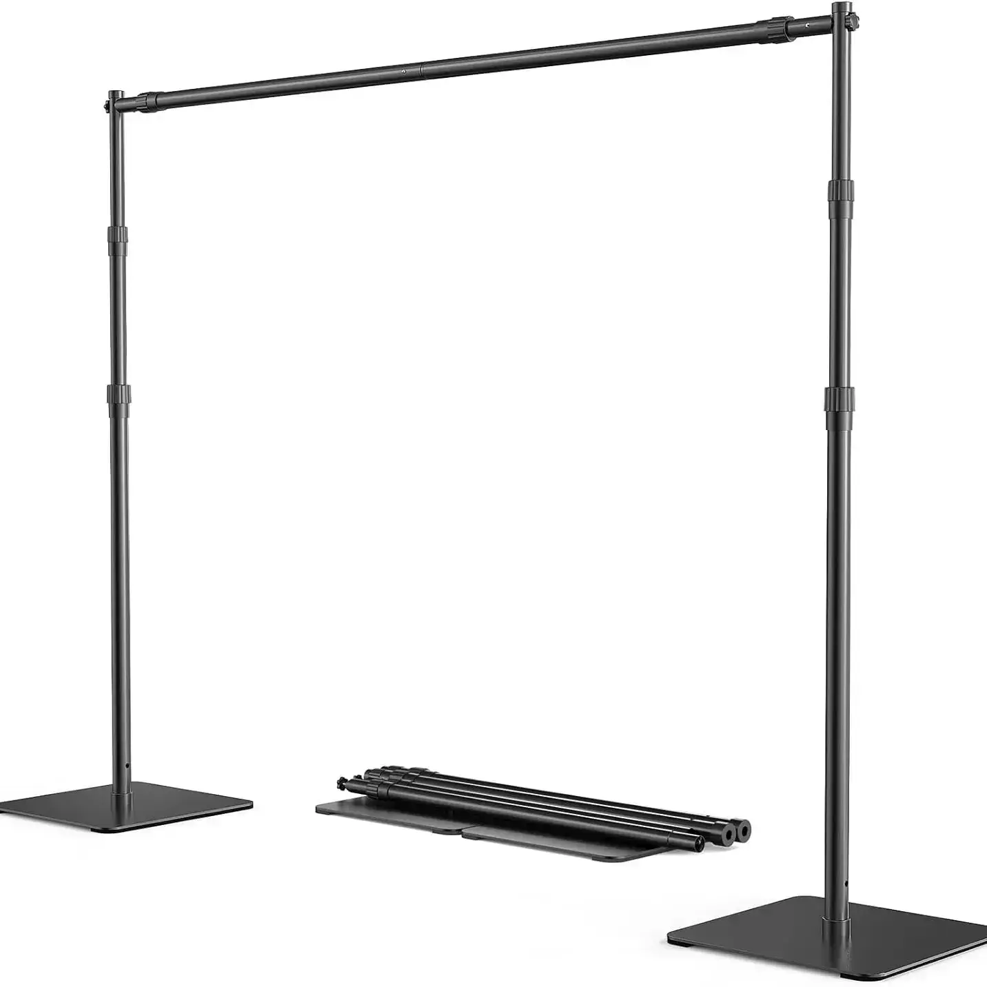 8x10ft Adjustable Photo Backdrop Stand Kit, Heavy-Duty Steel Background Support Stand for Studio Shooting, Parties & Wedding Events