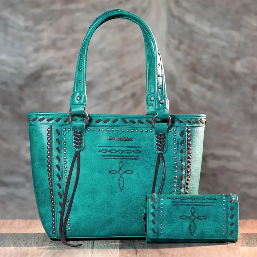 Montana West Diamond Cross Stitch Concealed Carry Tote Bag