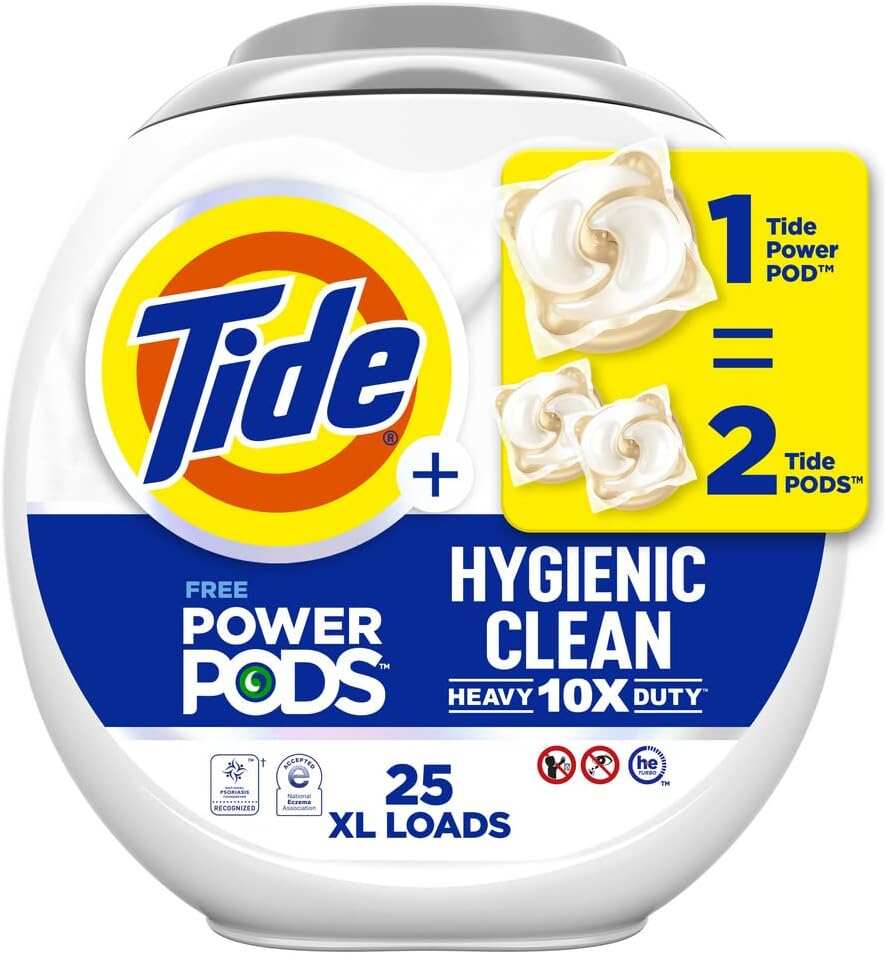 Tide Hygienic Clean Heavy Duty 10x Free Power PODS Laundry Detergent, 63 count, Unscented, For Visible and Invisible Dirt