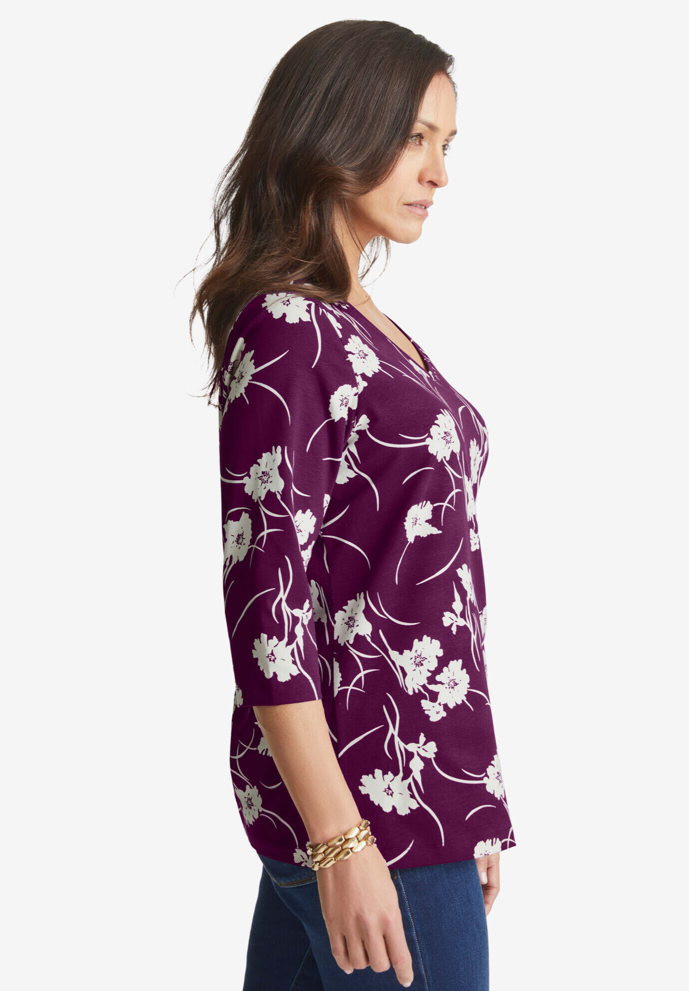 Stretch Cotton V-Neck Tee