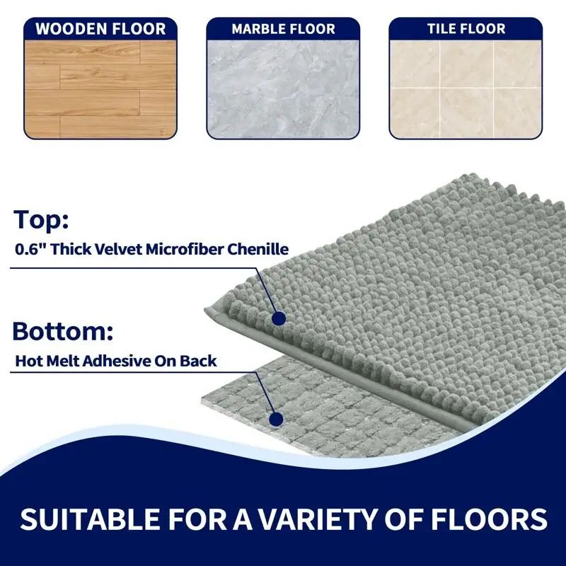 Subrtex Luxury Chenille Bath Rugs Soft Bathroom Mats