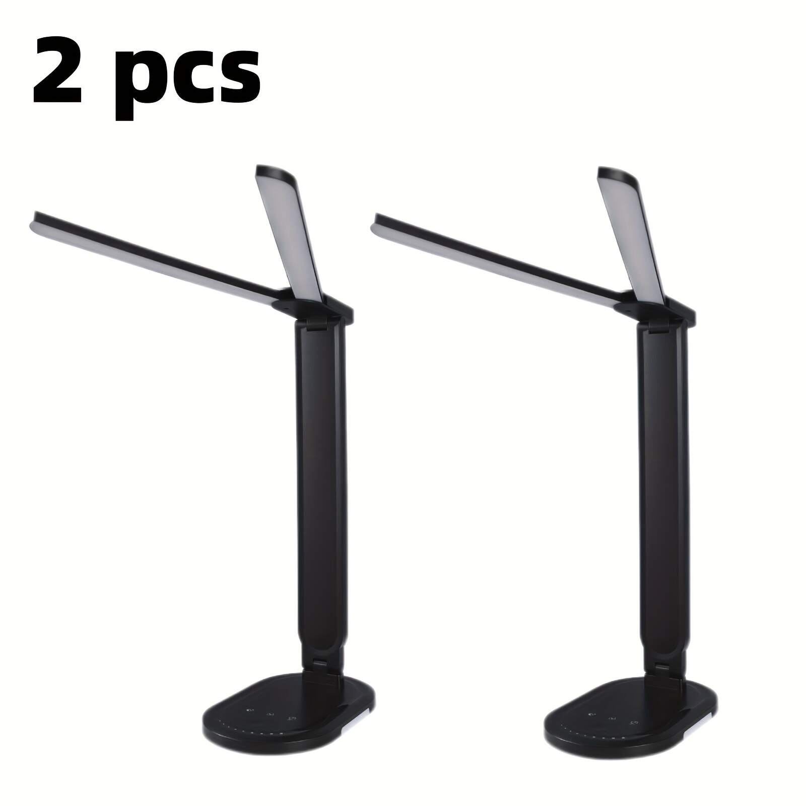 2pcs Adjustable & Foldable LED Desk Lamps with Dual Arms, Touch Control, Eye-Care Technology, USB-Powered, White/Black - Ideal for Home Office, Study, Crafting, Study Desk Lamp | Sleek Design | Versatile Positioning