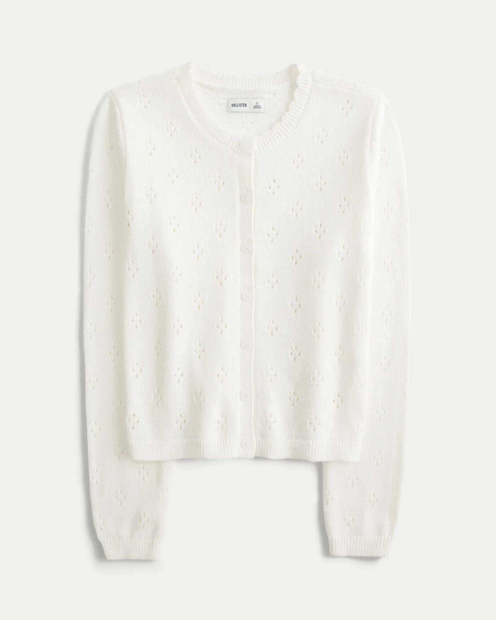 Eyelet Crew Cardigan