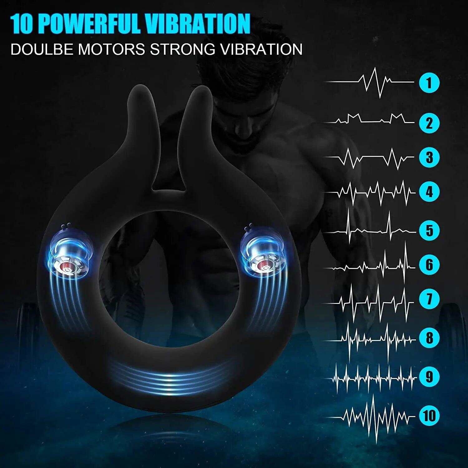 Silicone Penis Ring Vibrator – 10 Modes for Clitoral & Testicle Stimulation