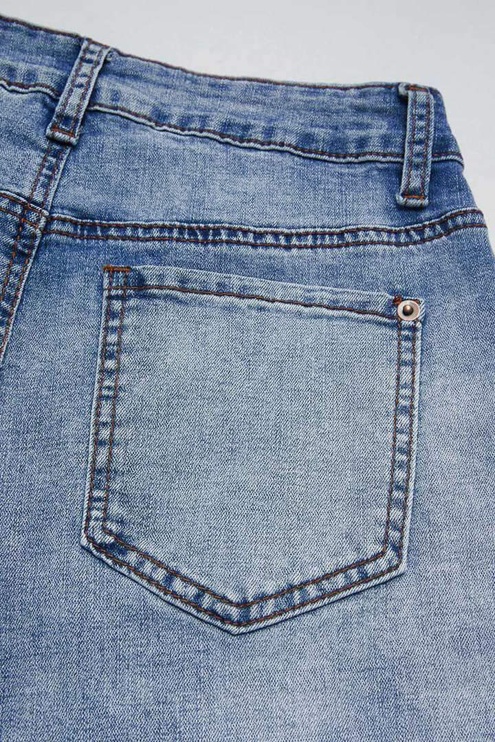 Wash Stitch Detail High Rise Straight Leg Jeans Without Belt