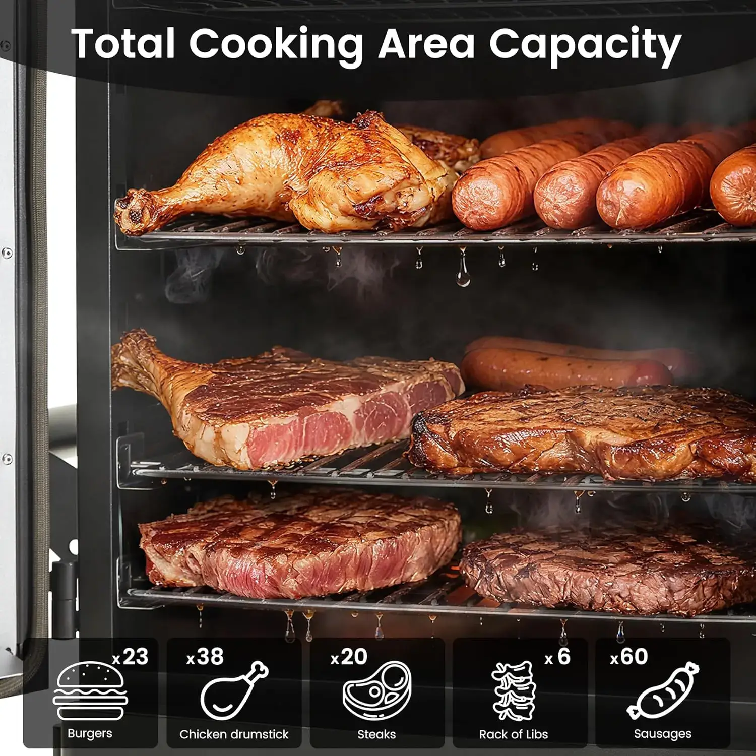 MBY Large Vertical Propane Smoker with Cover & 4 Cooking Grates, Large Cooking Space, Heavy Duty & Weather-Resistant for Outdoor,Smoke Ribs,Brisket,Chicken Grills Meat