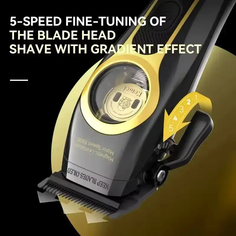 Electric Hair Trimmer Km-2373, USB Charging Carving Hair Clipper with Base, Professional Salon Barber Tool, High Precision Grooming Kit, Suspended Motor