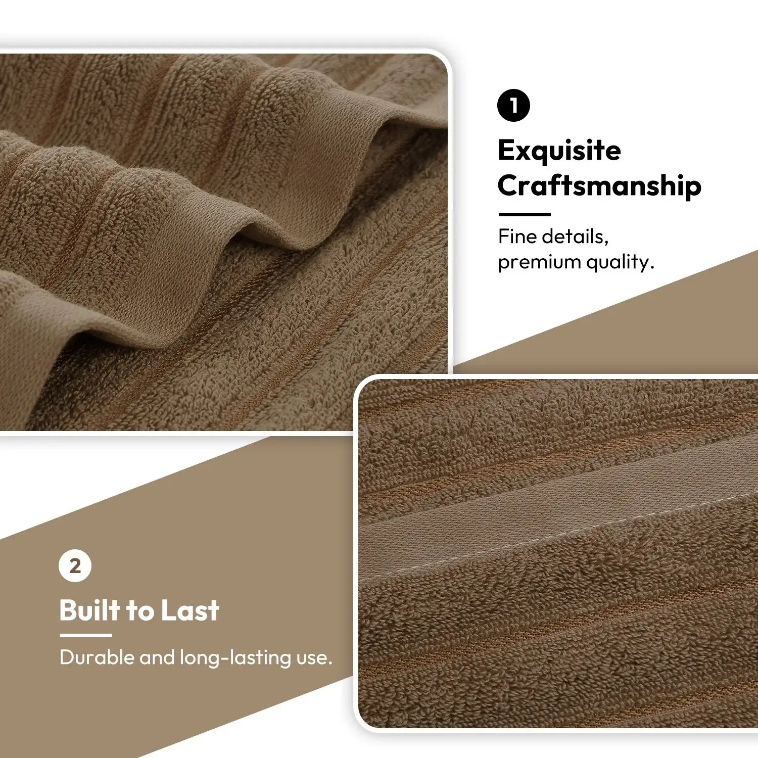 8 Piece Oversized Bath Towel Set, 100% Cotton Bath Towels, Highly Absorbant Bordered Towels