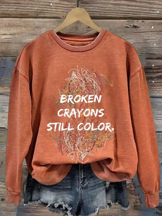 Broken Crayons Still Color Print Sweatshirt