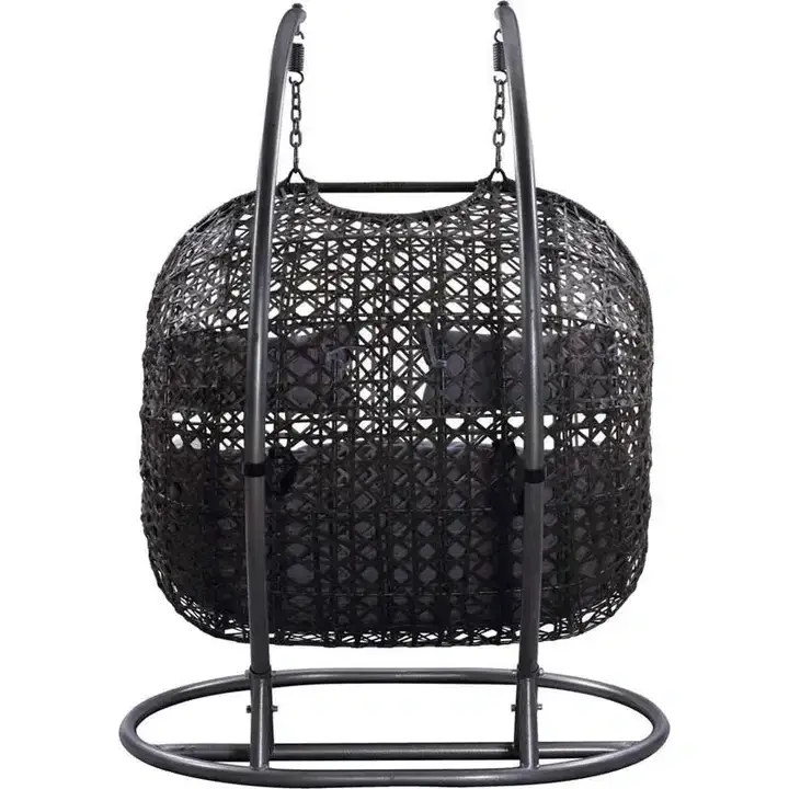 Patio Wicker Swing Chair With Stand Rain Cover Included