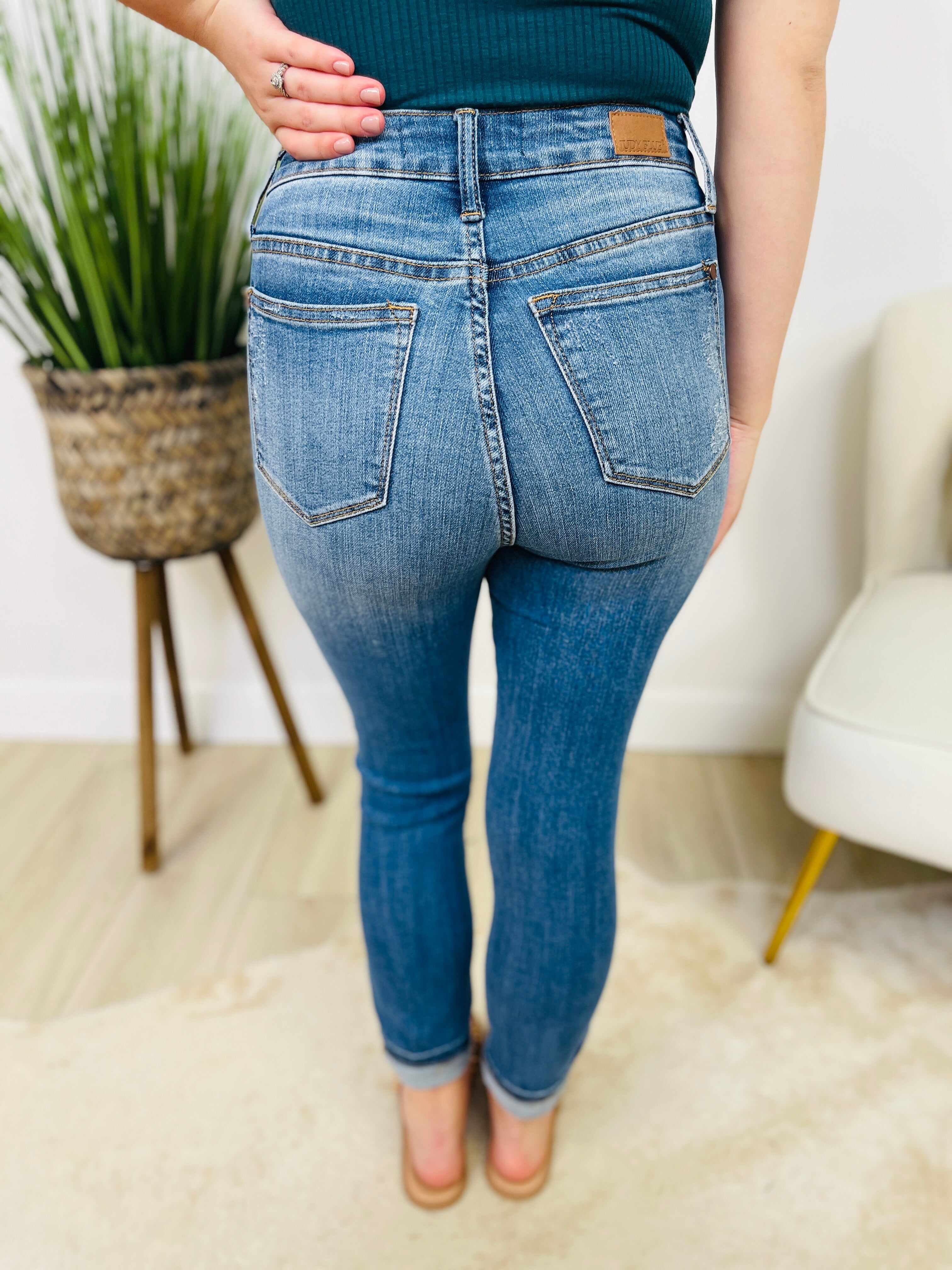 PLUS/REG You're My Main Squeeze Lemon Patch Skinny Jeans