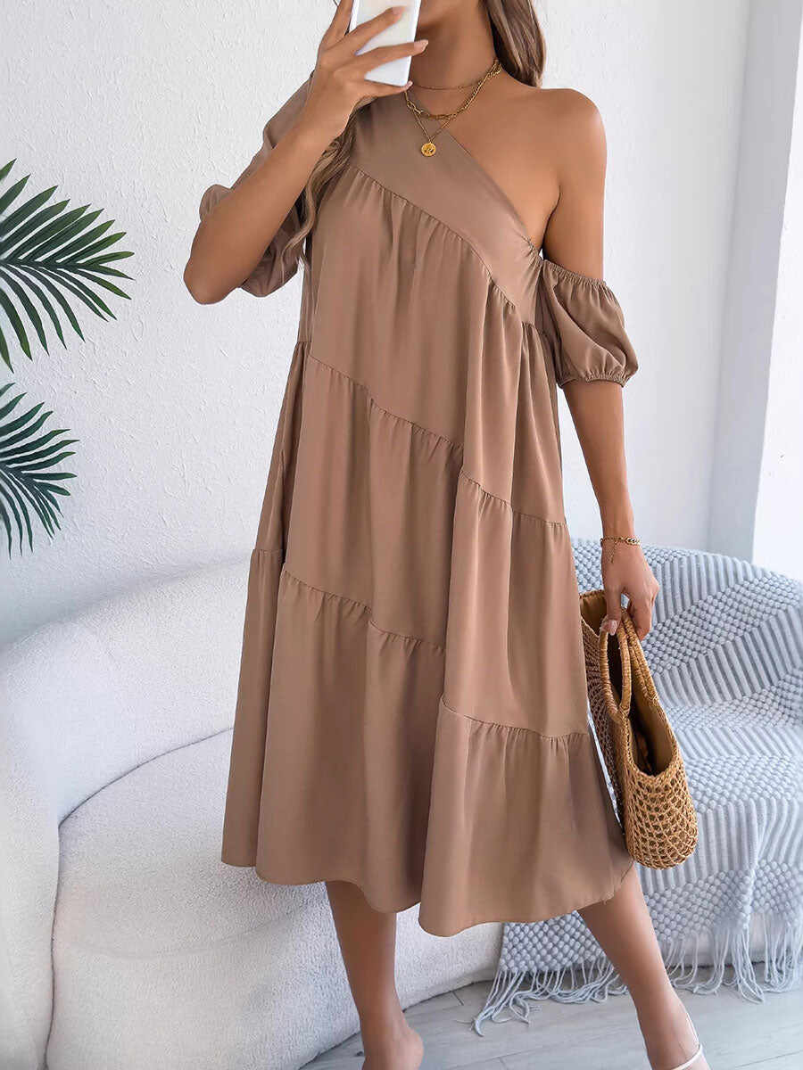 🔥Summer Arrivals🌟Women's Off-shoulder Ruffled Long-sleeve Dress