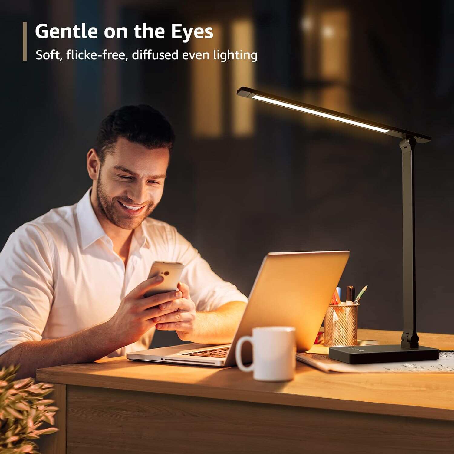 Lepro LED Desk Lamp for Home Office, 9.5W 750LM Metal Touch Control Desk Light, 5 Color Modes 5 Brightness Level, Eye Caring Task Lamp For Reading, Sewing, Crafts, School Supplies, Puzzle Light, Black