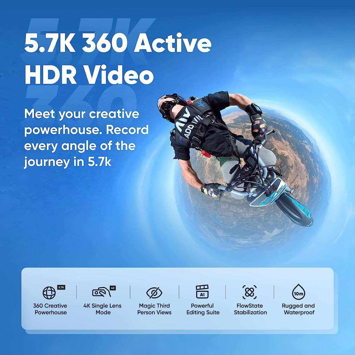 Insta360 X3 Motorcycle Kit- Waterproof 360 Action Camera with 1/2