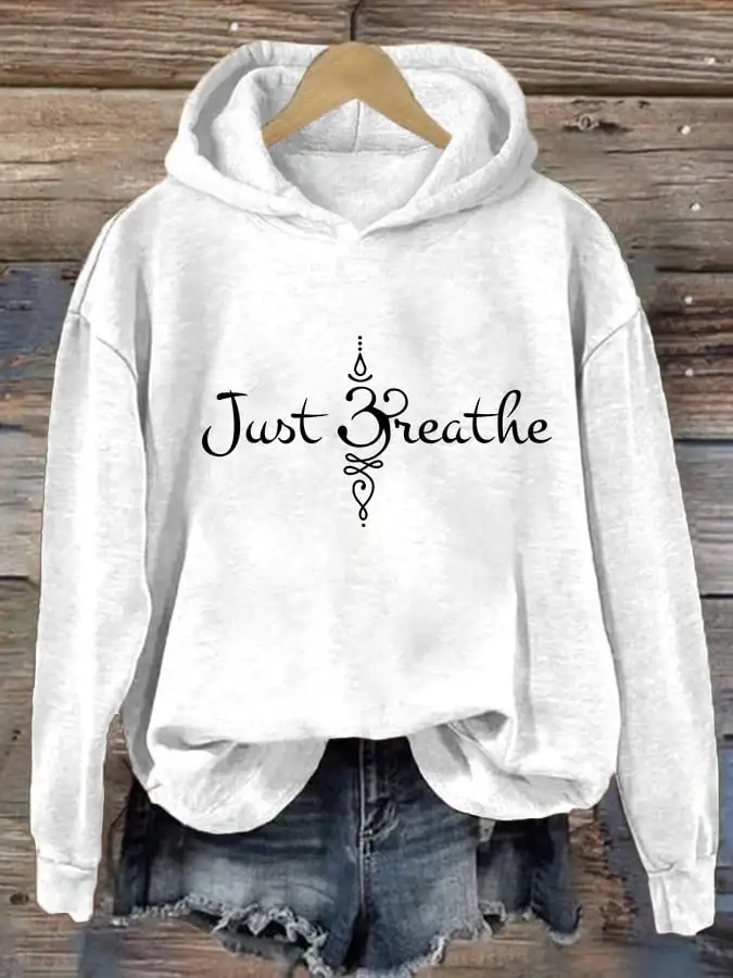 Women's Just Breathe Print Casual Sweatshirt