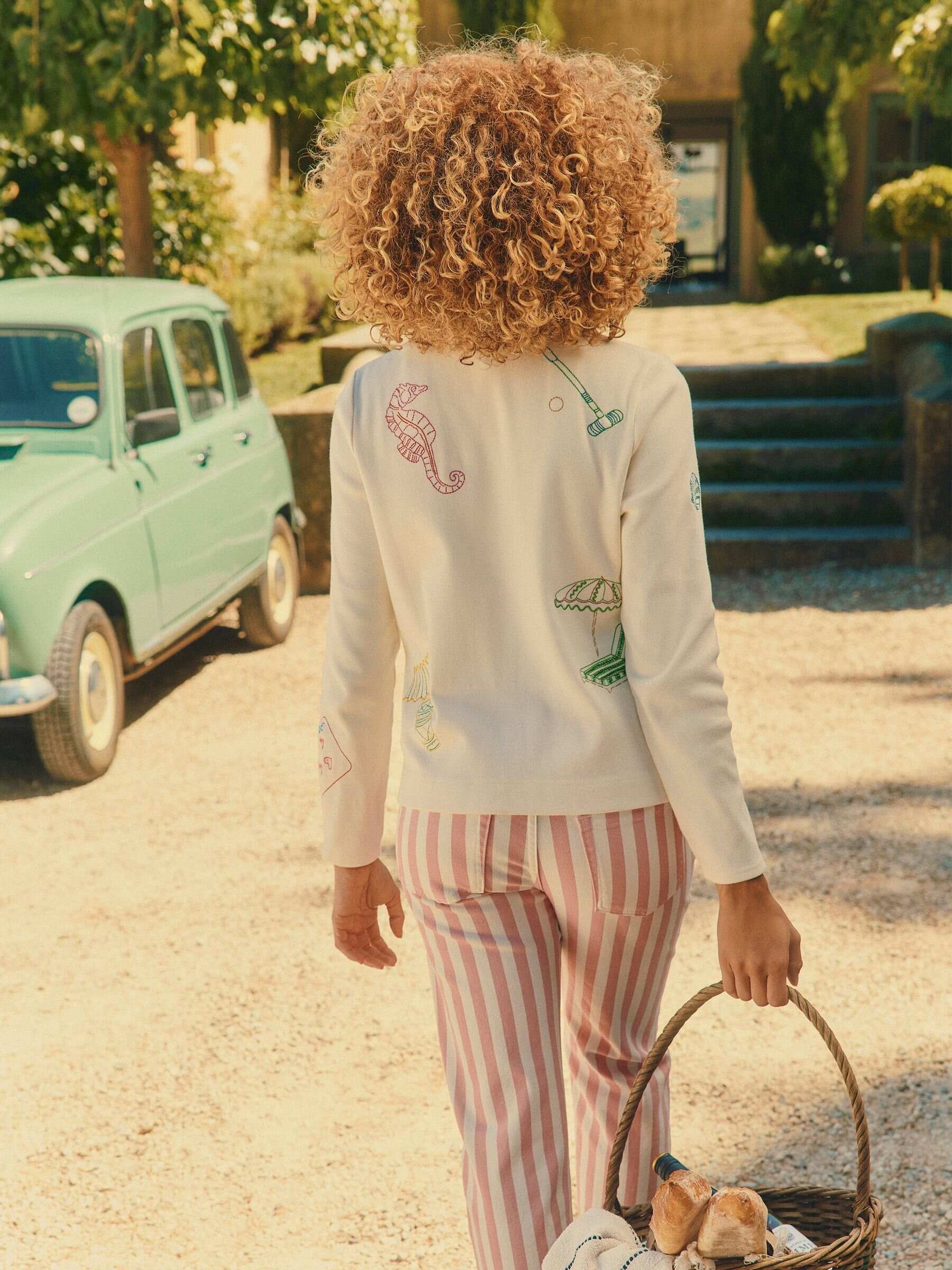 Pink Stripe Straight Fit Mid Rise Jeans