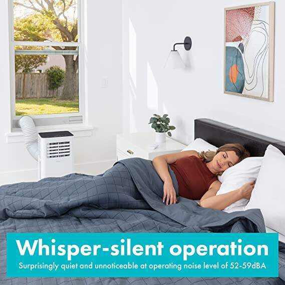 SLPAC805W.5 Portable Air Conditioner-Compact Home A/C Cooling Unit with Built-in Dehumidifier & Fan Modes, Includes Window Mount Kit, 8,000 BTU with WiFi + Drain Hose, White
