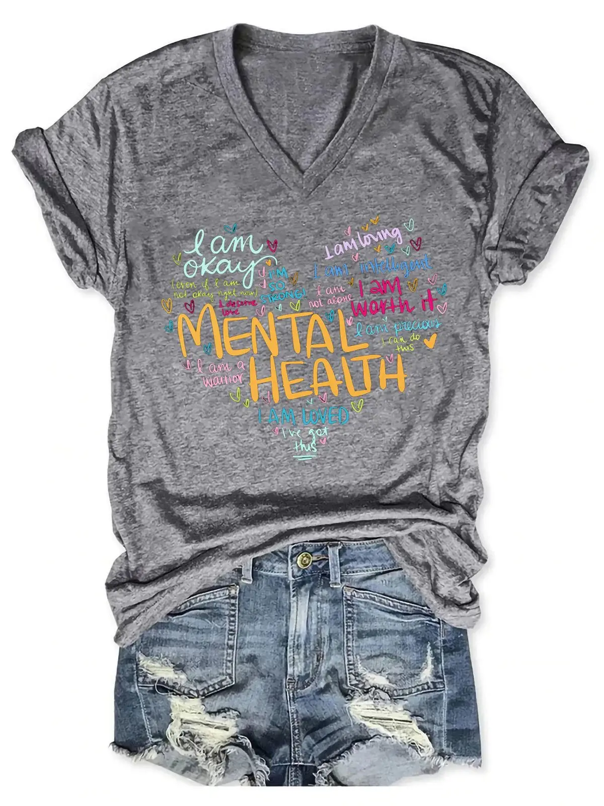 Women's Mental Health Print Casual  T-shirt