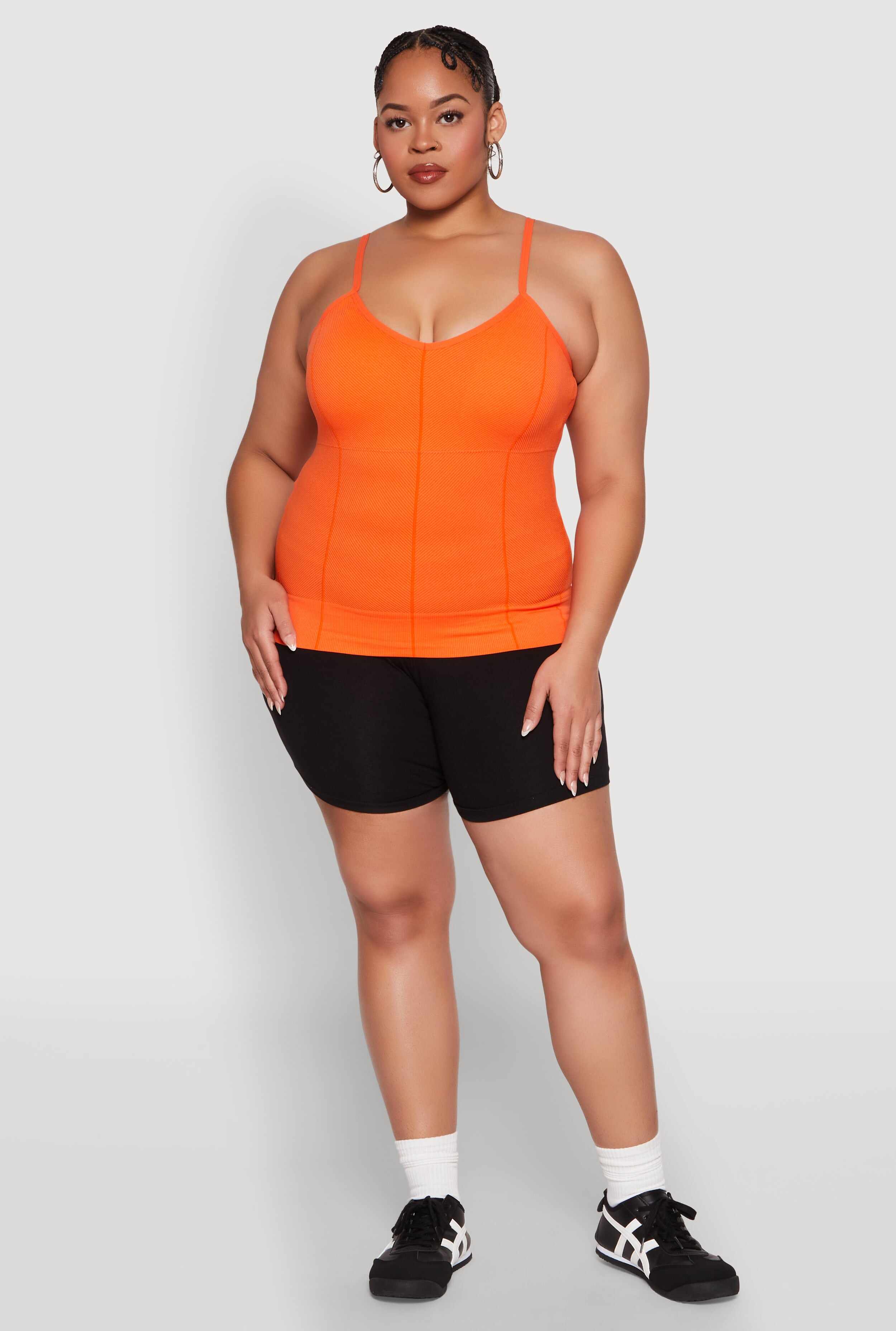 Plus Size Seamless Ribbed V Neck Cami