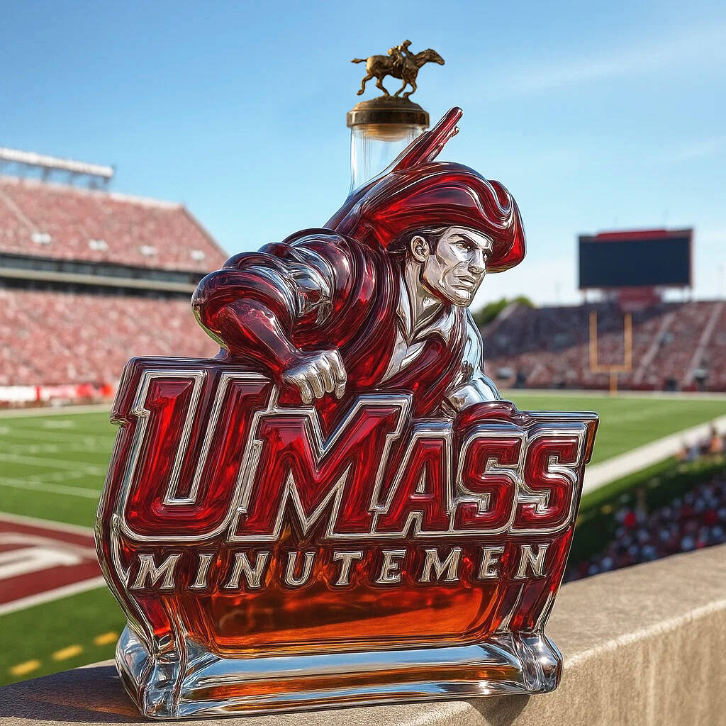 University of Massachusetts Minutemen Whiskey Bottle