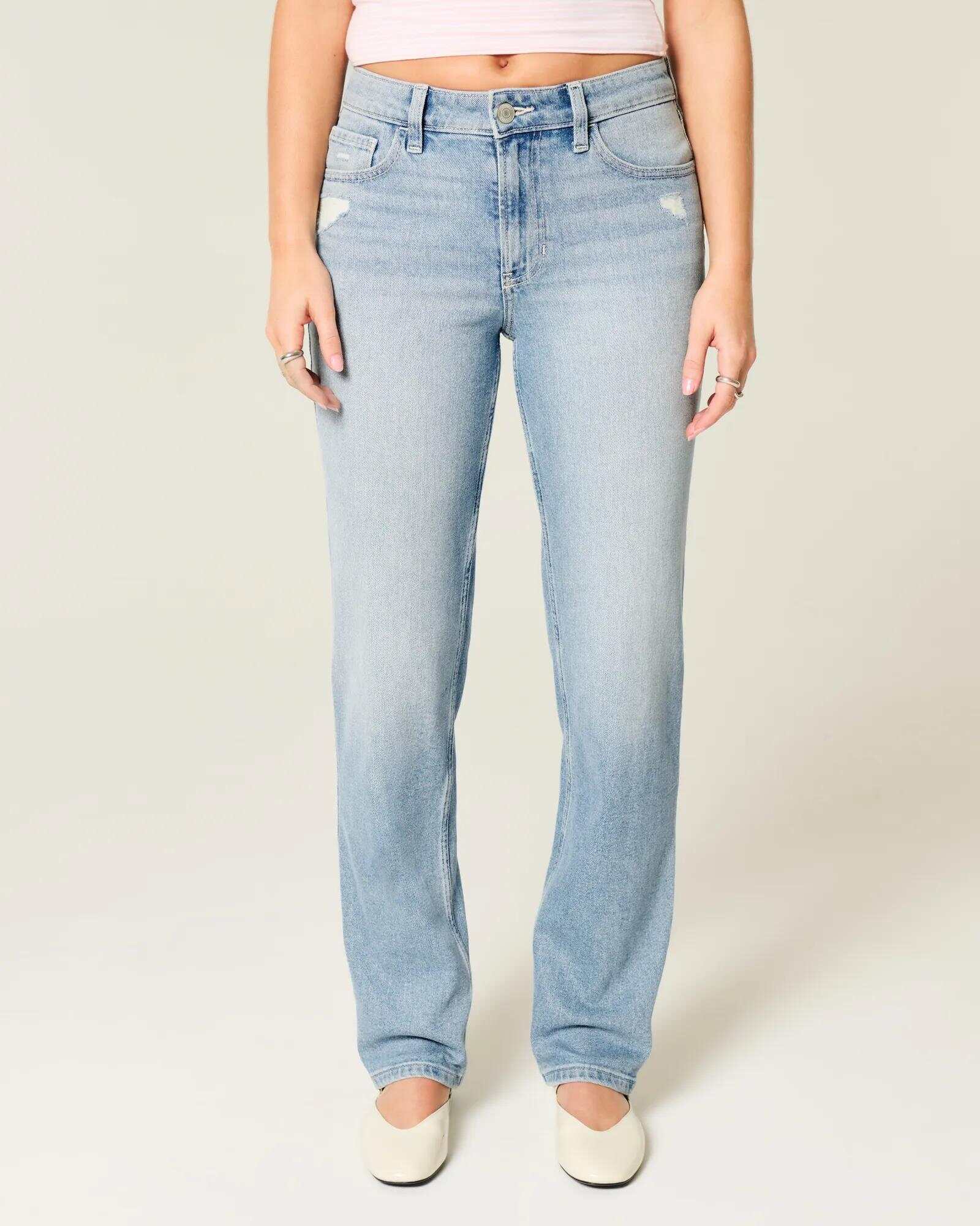 High-Rise Washed Black Straight Jeans