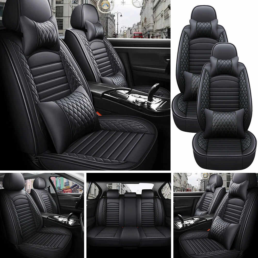 5-Seat Complete PU Leather Car Seat Cover Set - Full Interior Protection Kit