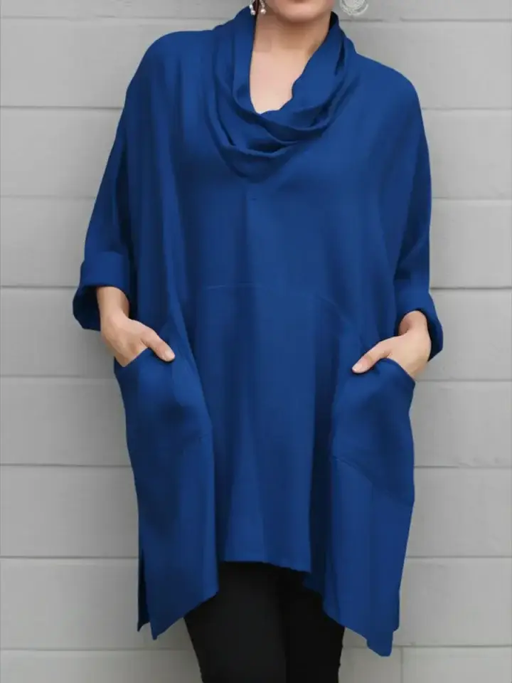 🔥Summer Arrivals🌟Women's Cozy Cowl Neck Linen And Cotton Top