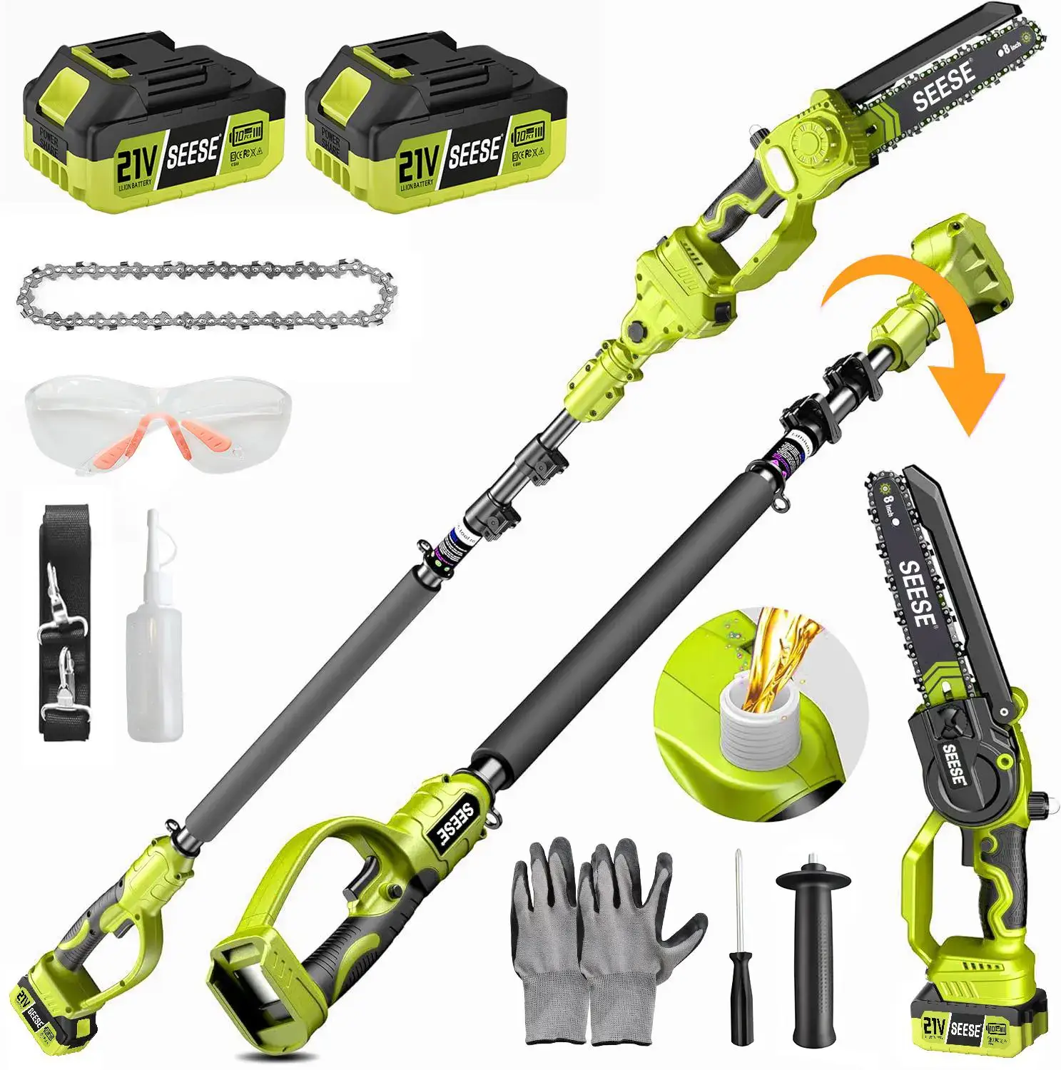 【FathersDayGift】 2 in 1 Mini Chainsaw with 2 x 21V Batteries, 8