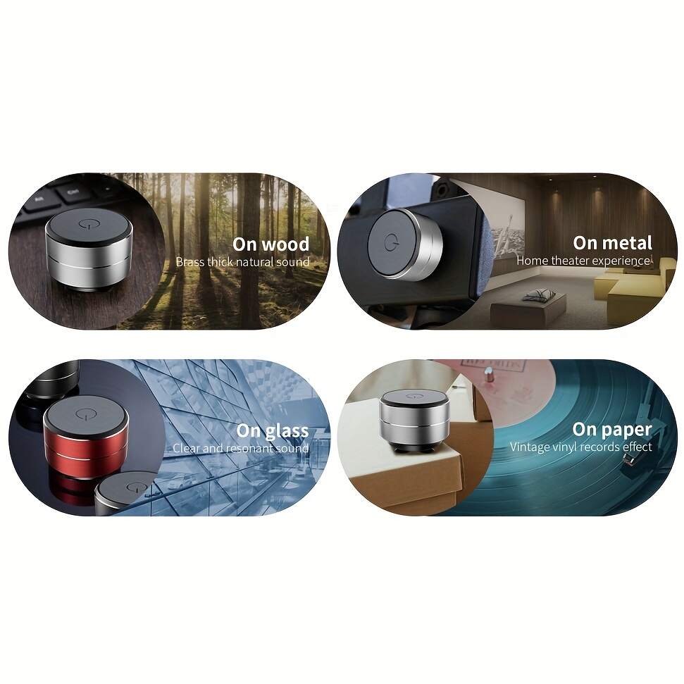 [Portable Speaker] Compact Portable Speaker | Enhanced Bass & Stereo Sound, USB-C Charging, Suction Cup Adhesive Base, Button Control, No Battery Needed for Home, Office, Travel