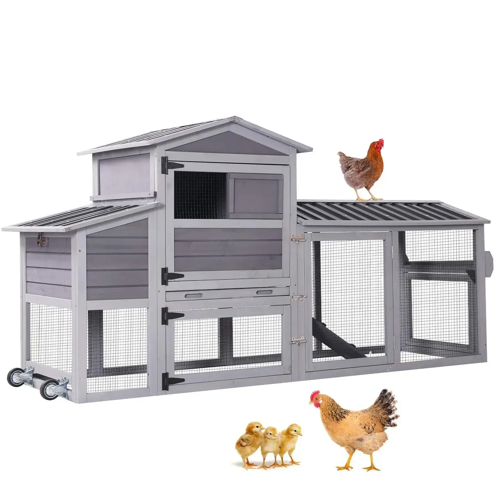 AIR61 Mobile Chicken Tractor for 2-3 Chickens( Inner Space 18.47ft²),Chicken Coop,Duck Coop