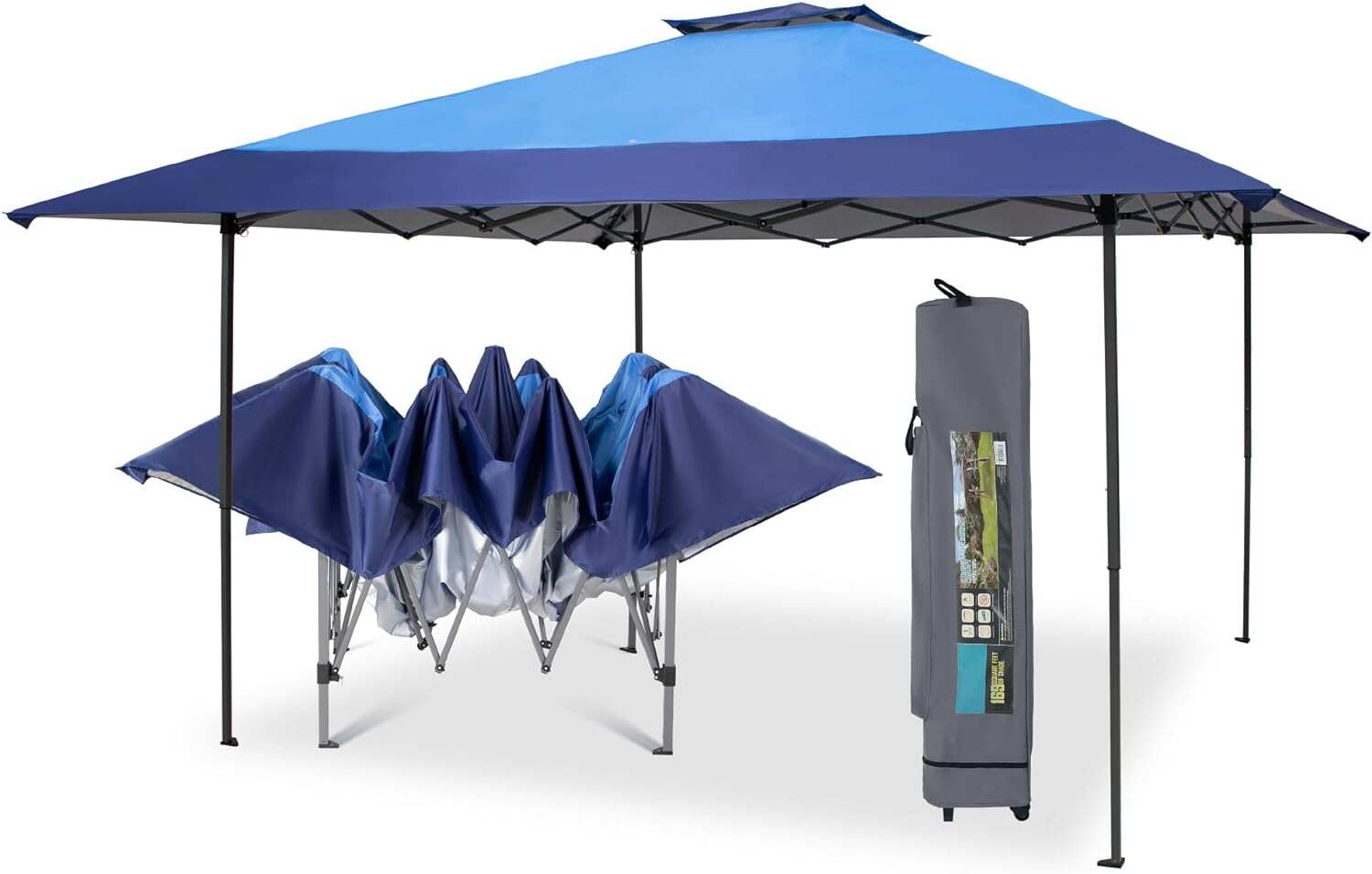 PHI VILLA Outdoor Pop up Canopy 10'x10' Tent Camping Sun Shelter-Series Party Tent, 100 Sq. Ft of Shade (Blue)