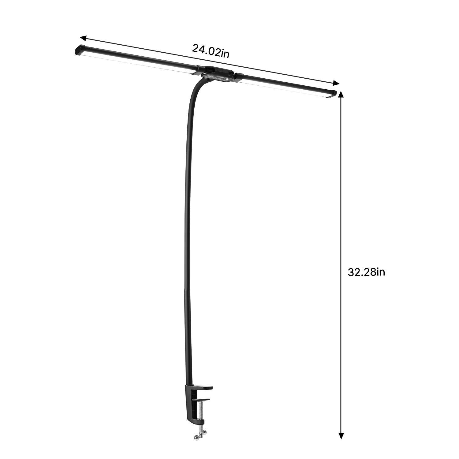 LED Desk Lamp with Clamp Double Head Desk Lamp with 360° Adjustable Gooseneck