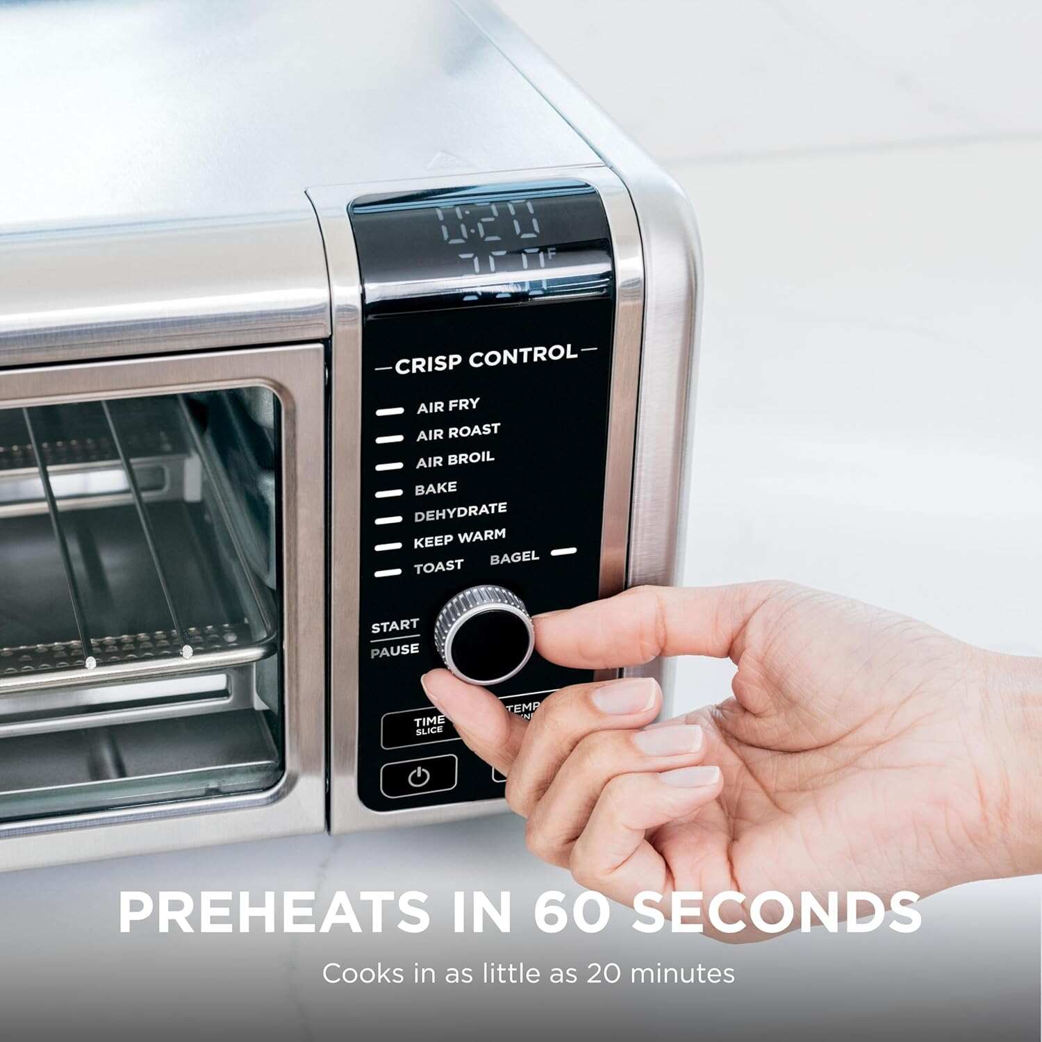 Air Fryer Toaster Oven Combo | 8-in-1 Functionality | Flip Up & Away for Storage Space | Air Fry Basket, Sheet Pan, Wire Rack & Removable Crumb Tray |1800 Watt | Stainless Steel | SP151