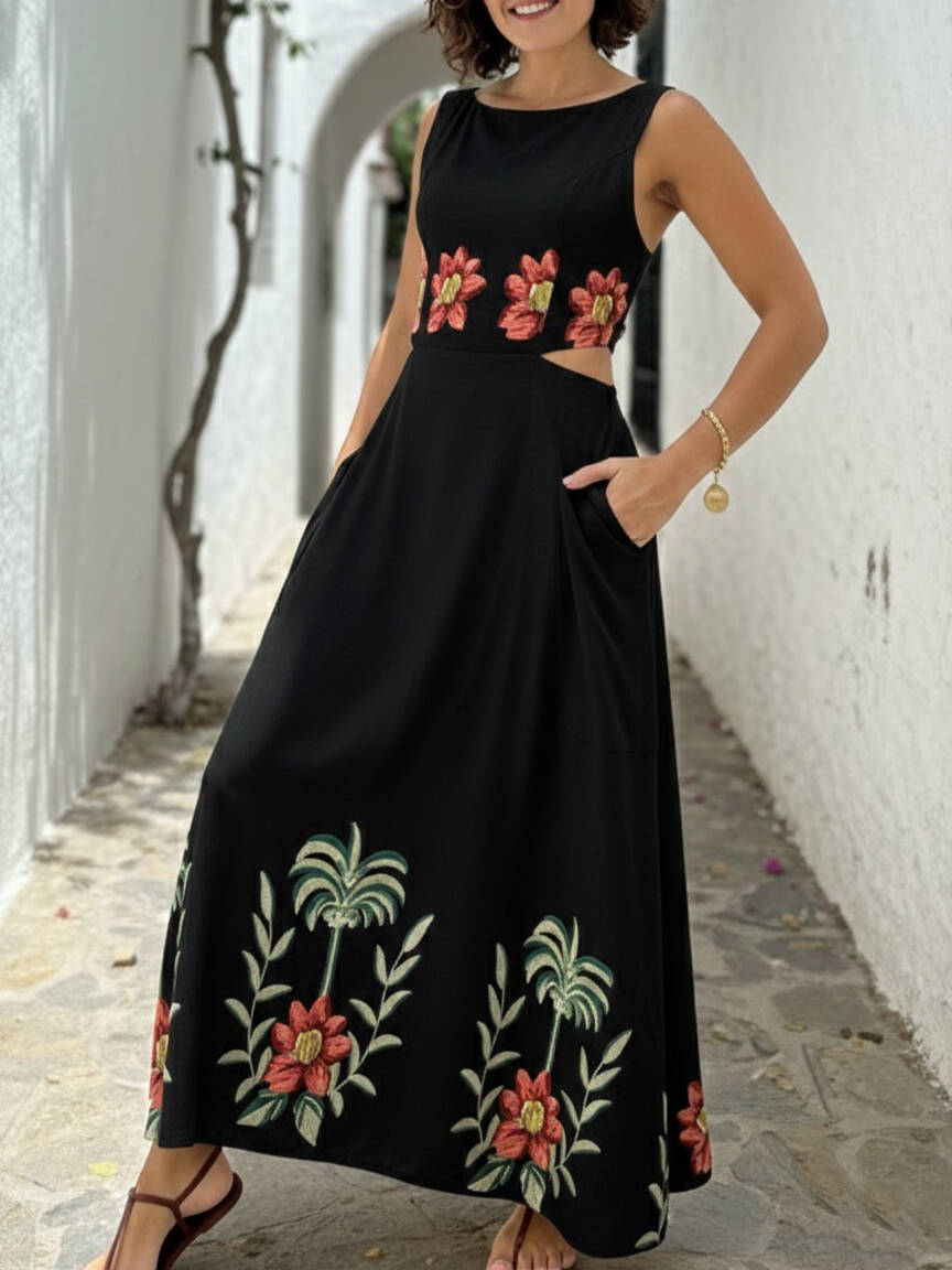 🔥Summer Arrivals🌟Island Floral Print Vest And Skirt Stretch Two-piece Set