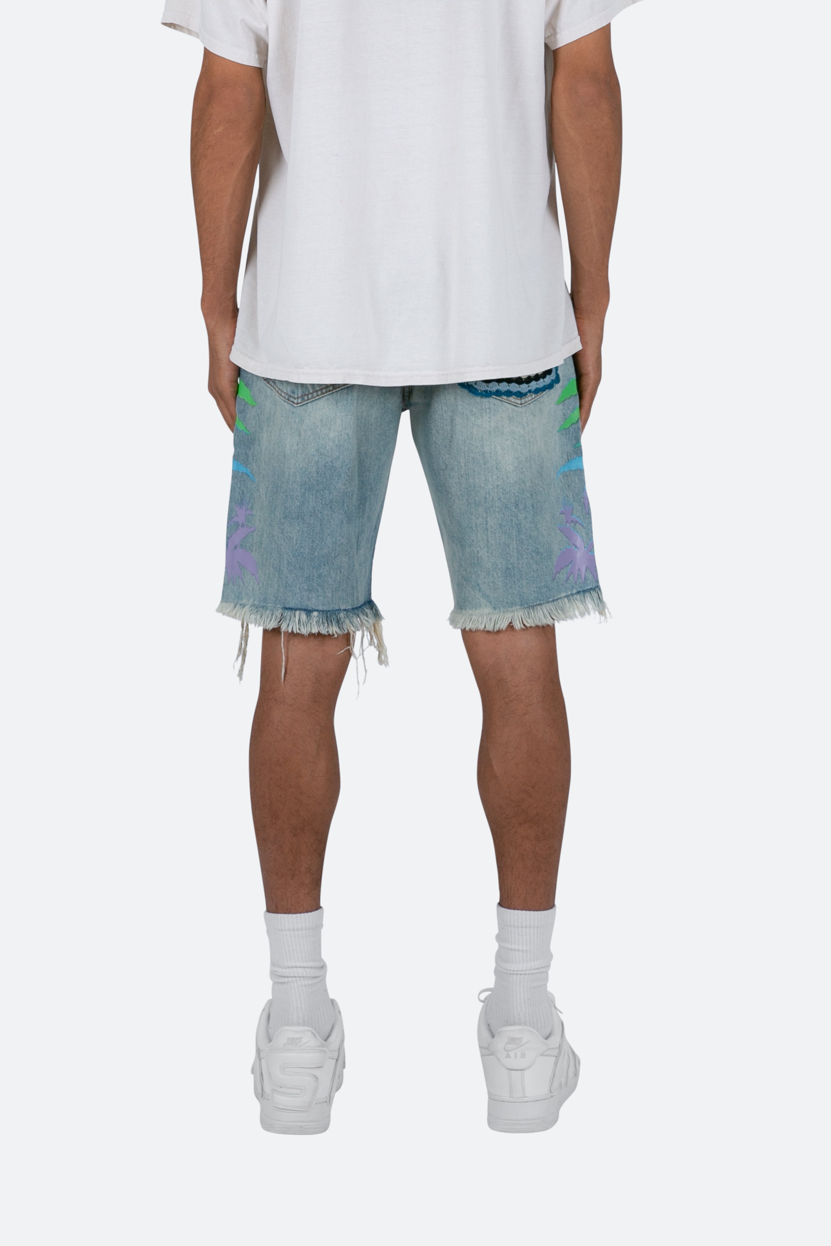 R468 Palm Denim Shorts - Light Blue