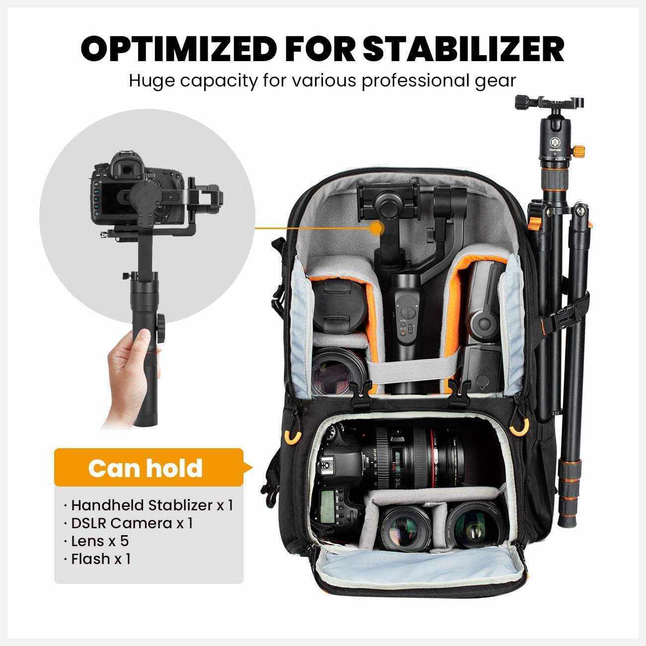 TARION Pro 2 Bags in 1 Camera Backpack Large with 15.6