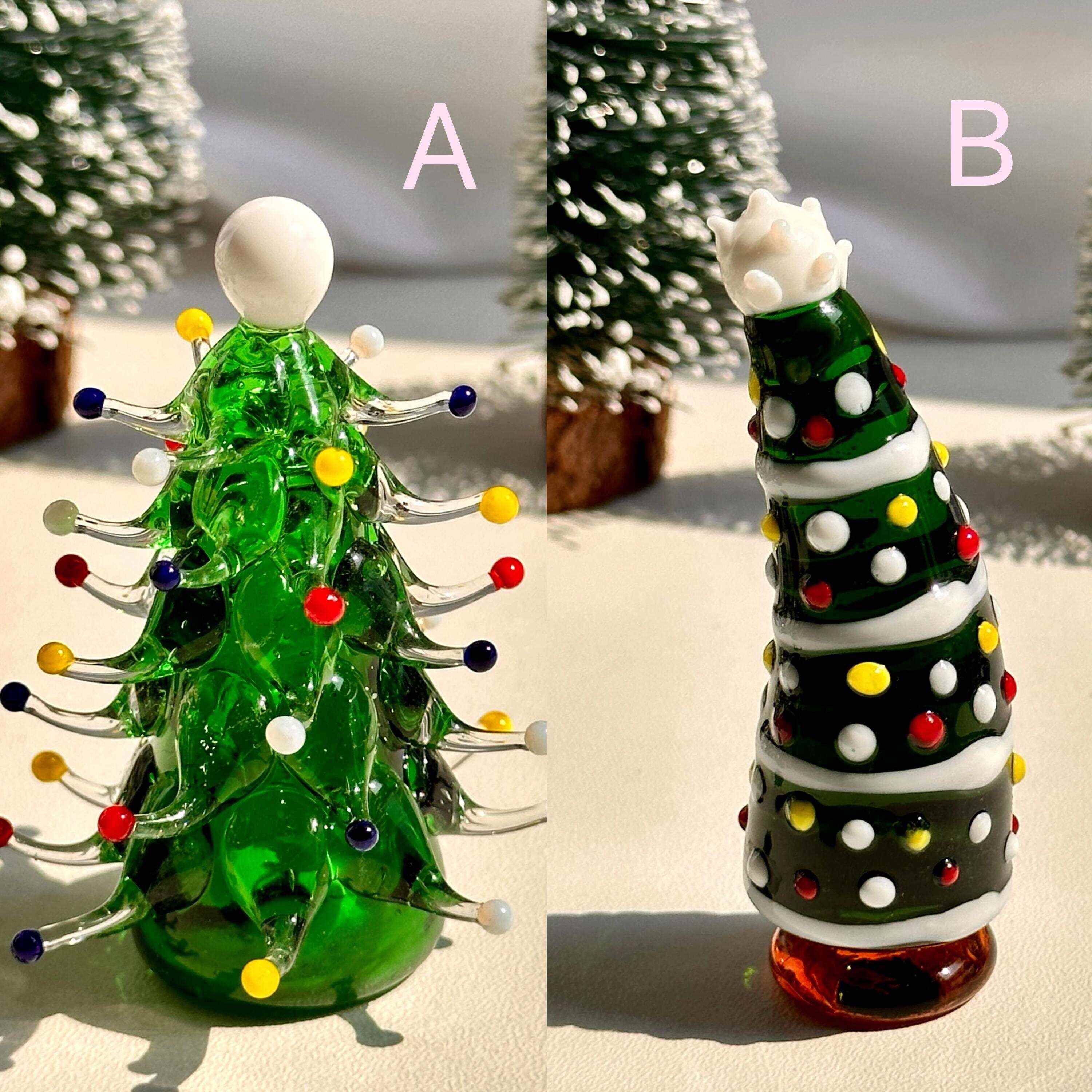 Handmade Lampwork Glass Miniature Christmas Trees