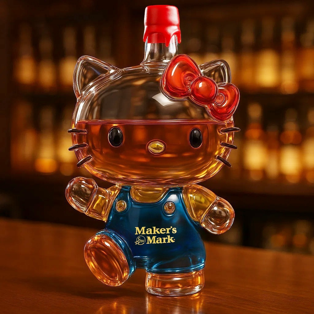 Cute Cat  Whiskey Bottle