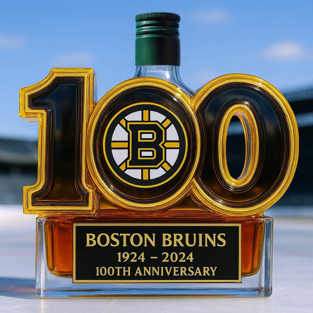 Boston Bruins 100th Anniversary Whiskey Bottle
