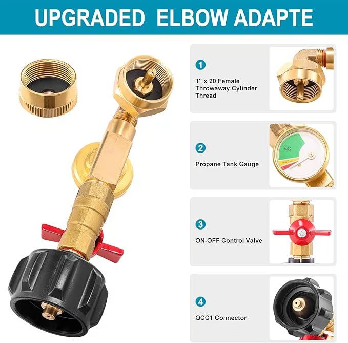 🔥Hot Sale 59% OFF✨ Top-Rated Propane Refill Elbow Adapter with Tank Gauge