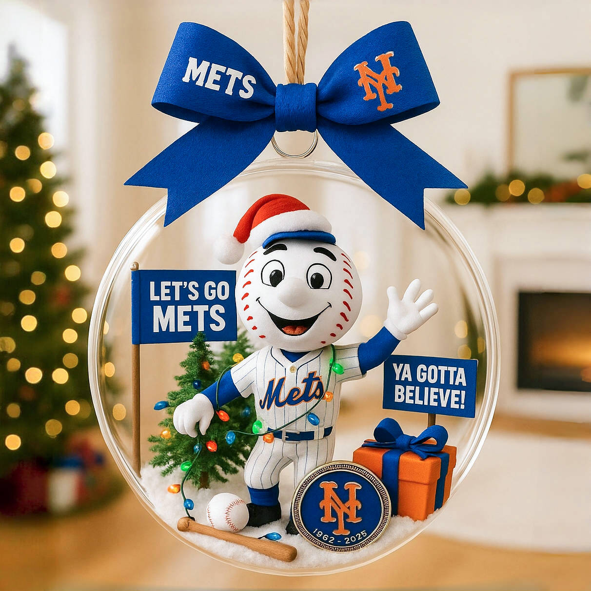 New York Mets Snow Globe Ornament