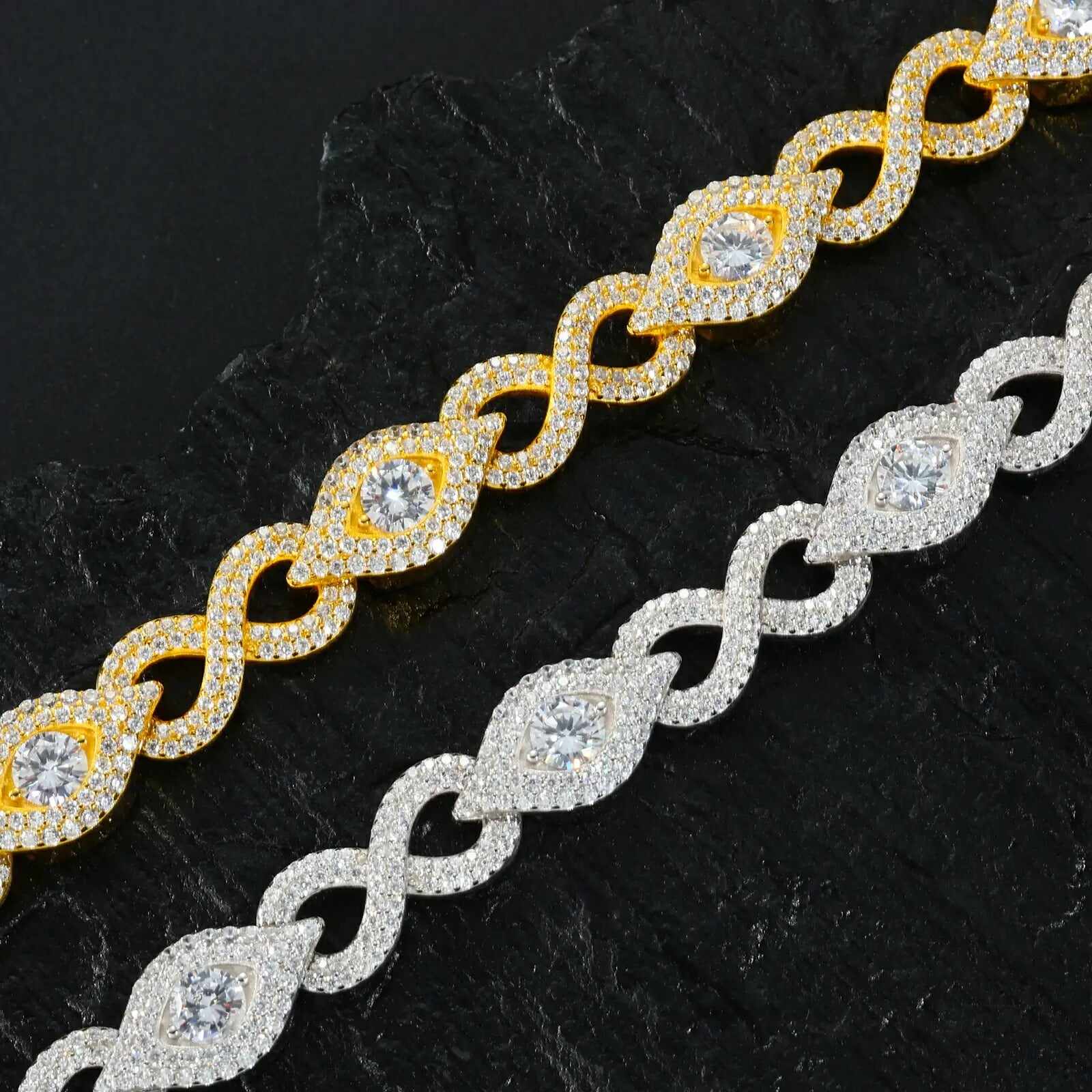 10mm S925 Moissanite Infinity Evil Eye Link Chain