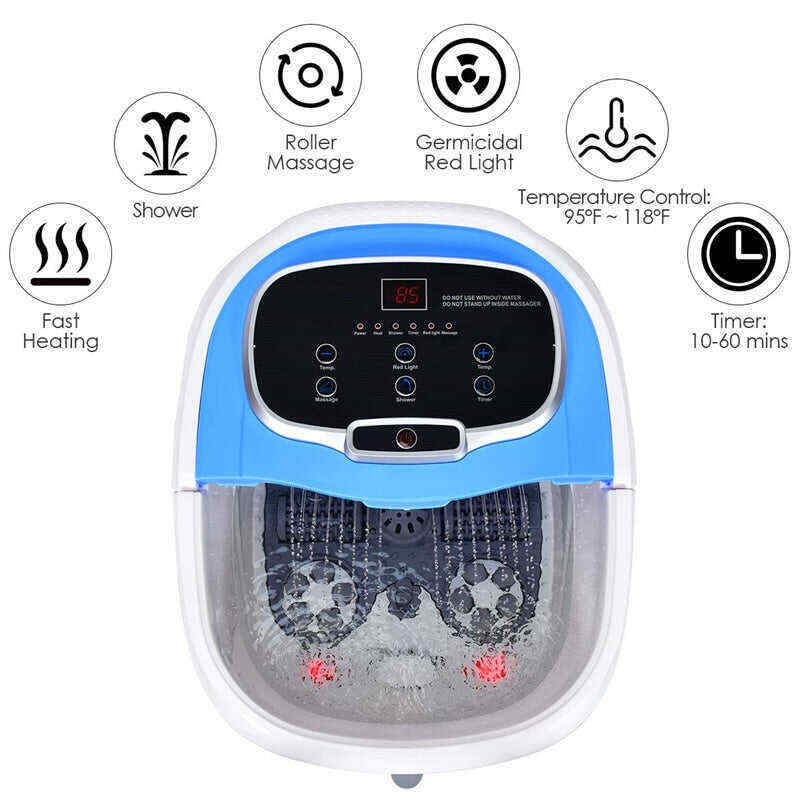 Portable Foot Spa Bath Motorized Massager with Heat Function Water Shower Shiatsu Massage Balls Time & Temper Control